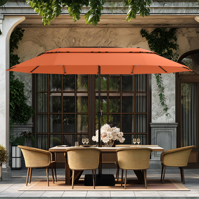 Rectangular Market Parasol, 108cm W x 156cm D, Orange