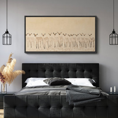 Minimaliste neutre chevreuil Illustration - grande impression encadrée sur toile chambre principale
