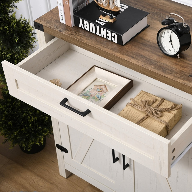 Armoire de rangement avec tiroir Farmhouse, Blanc