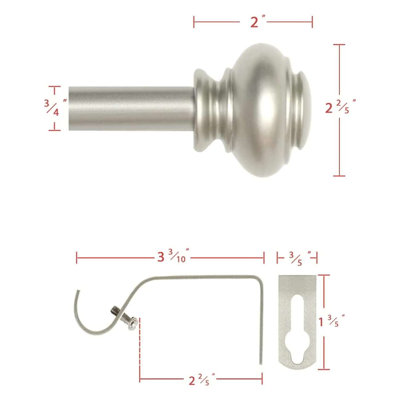 3/4" Diameter Adjustable Iron Single Curtain Rod Set