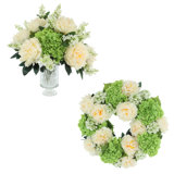 22" Spring Wreath and Centerpiece with Real-Touch Hydrangeas and Peonies