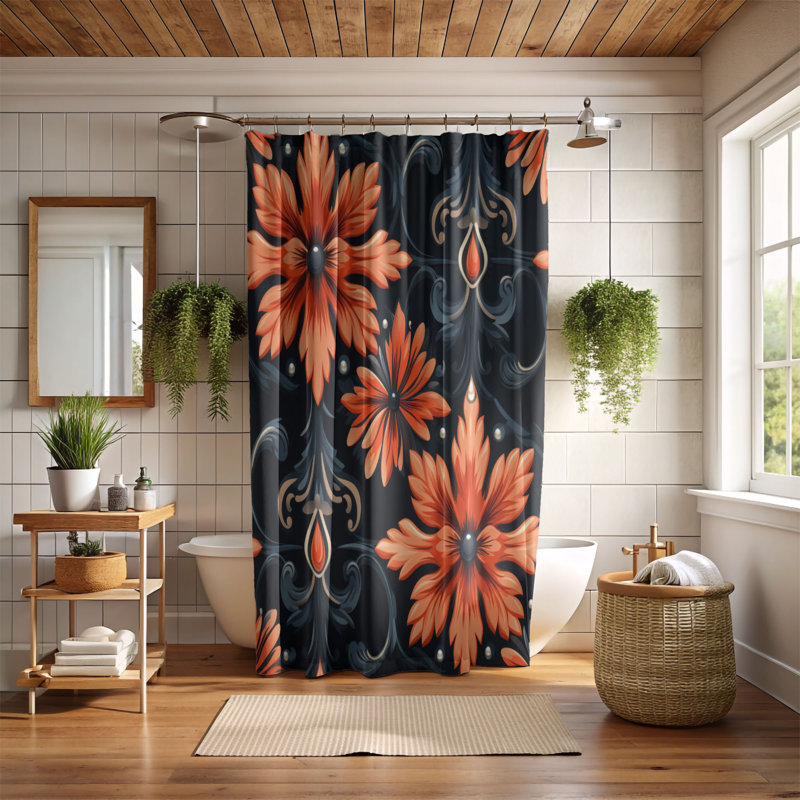 Baroque Patterns - Rideau de douche standard 1 pièce, H 74 po x l 35 po