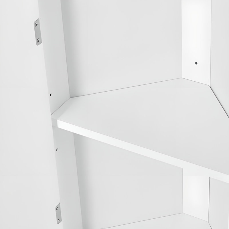 Multi Functional Corner Cabinet With Two Doors And Adjustable Shelves, White