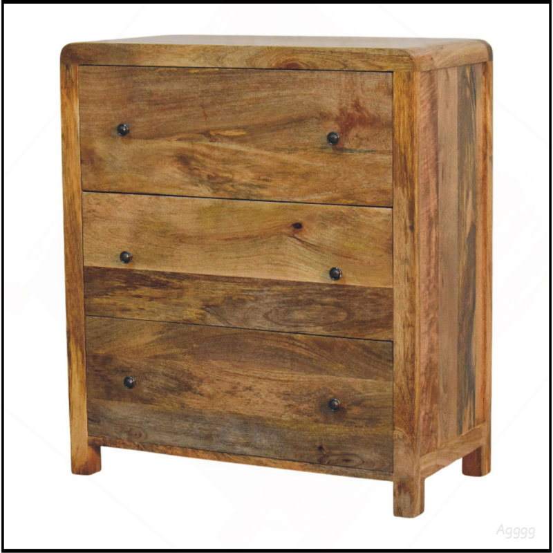 Solid Wood Oakish Three Drawer Chest