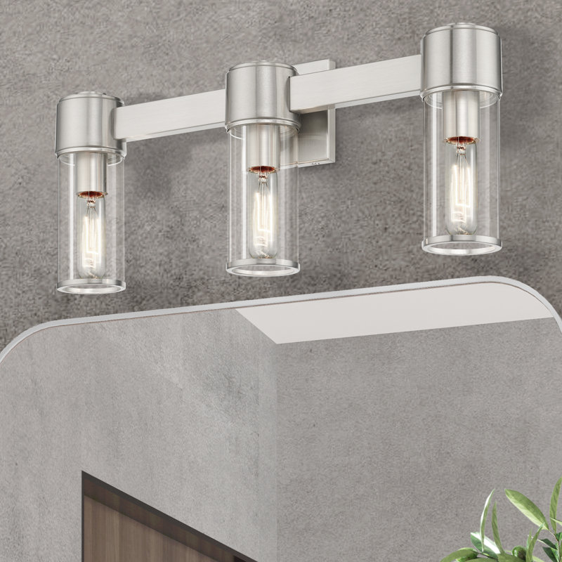 Éclairage pour meuble-lavabo à 3 lumières à intensité variable Barbette, Nickel brossé