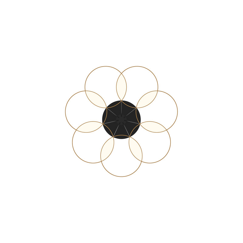 1 - Light LED Unique/Statement Pendant, Black/Gold