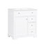 Meuble-lavabo 30 po avec comptoir, meuble-lavabo avec porte et deux tiroirs, panneaux de fibres à densité moyenne, bois massif, blanc