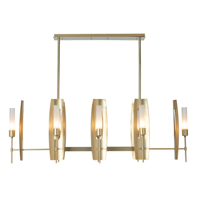 Passage 8 - Light Kitchen Island Linear Pendant, Modern Brass, Frosted