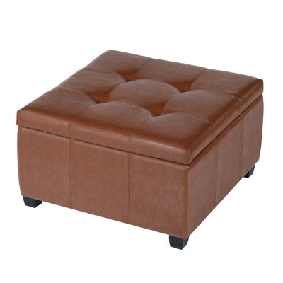 Modern Brown Pu Leather Ottomans With Storage For Home