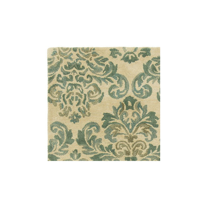 Katelynn Wool Damask Area Rug in Beige/Green, 8'6" x 11'6"