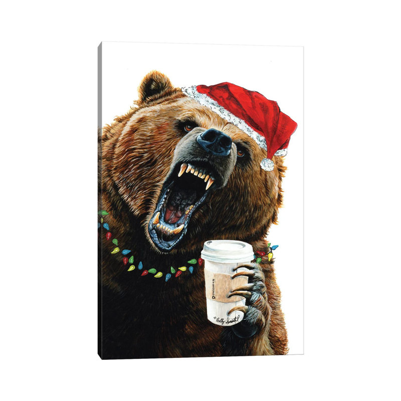 Grizzly Mornings Christmas - Wrapped Canvas Painting, 30.48cm H x 20.32cm W x 1.905cm D