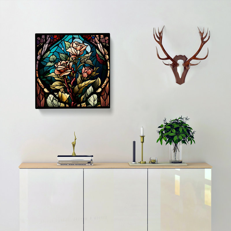 Floral Stained Glass Effect - No Frame Print