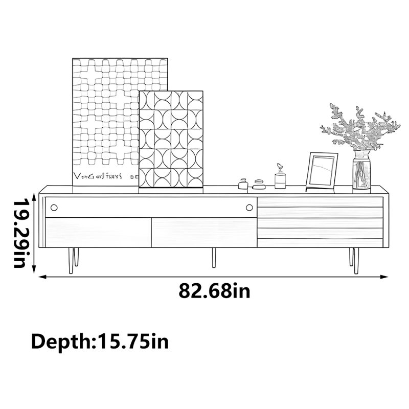 Meuble télé léger et tendance, 82.68"
