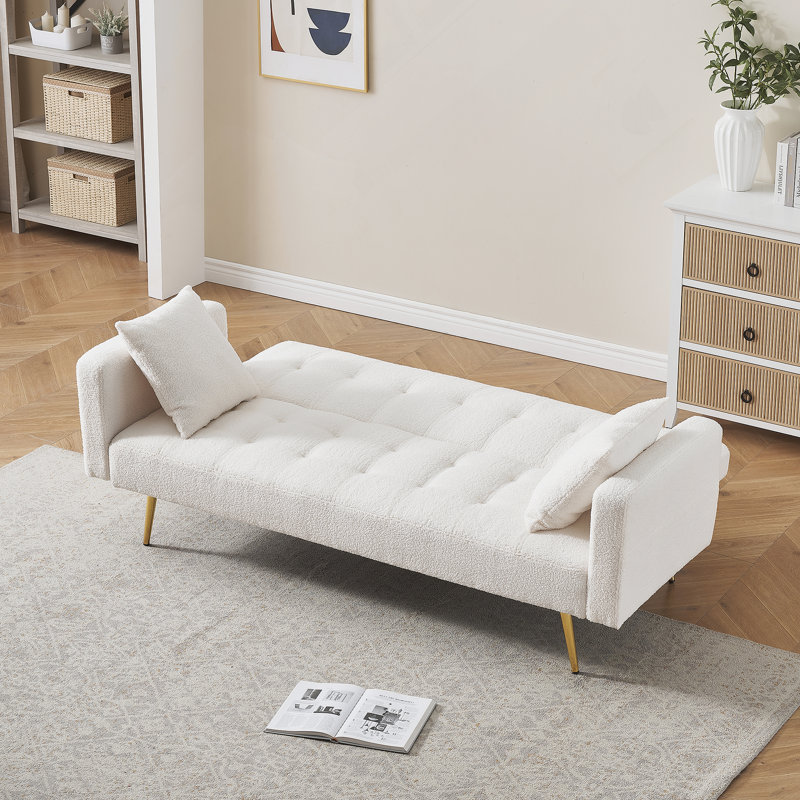 Canapé-lit rembourré de style moderne 71,65 po, Peluche beige