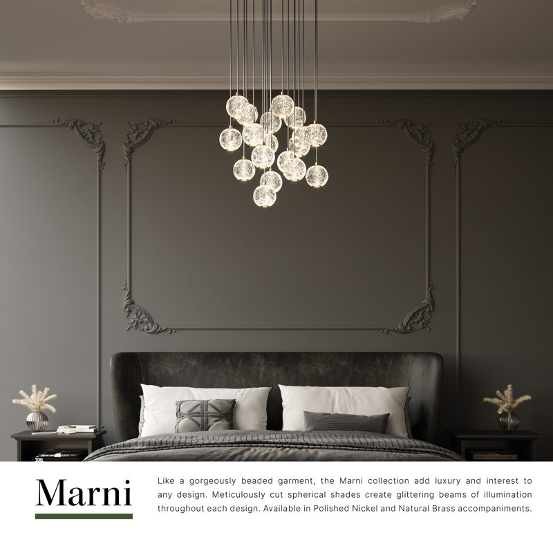 Marni 18 - Light LED Pendant, Polished Nickel