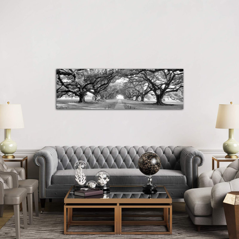 Brick Path Through Alley Of Oak Trees, Louisiana, New Orleans, USA - Wrapped Canvas Panoramic Print