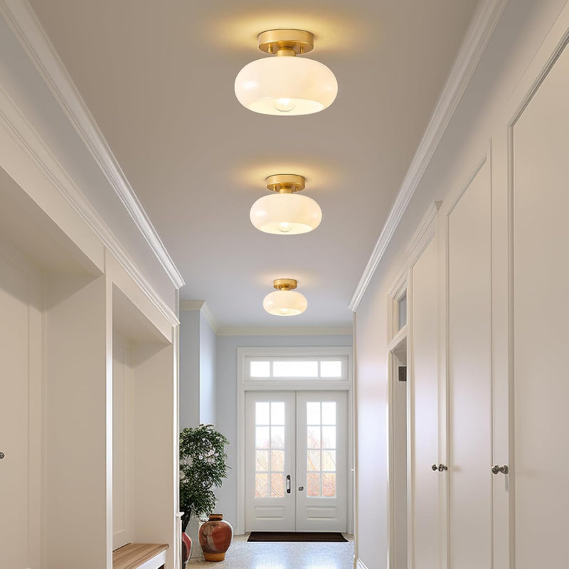 Golden Semi-Flat Ceiling Light