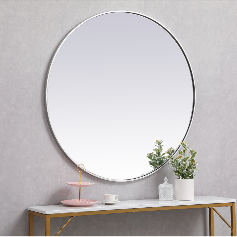 Miroir décoratif moderne et contemporain Sabine, Argent, 45 po x 45 po