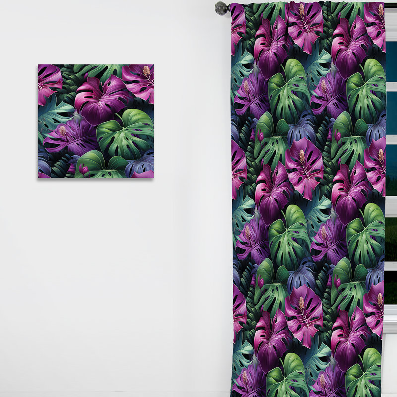 Motif tropical Monstera Enchantment - Rideau floral - Rideau floral obscurcissant - 1 panneau, L 52 po x L 120 po