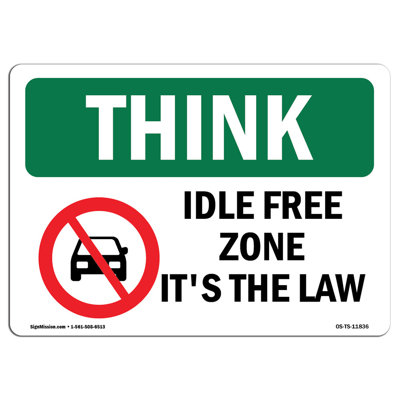 Panneau «Idle Free Zone It's the Law»