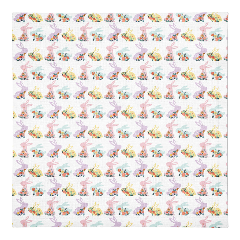 Cotton Floral Rabbits 10" Square Napkin