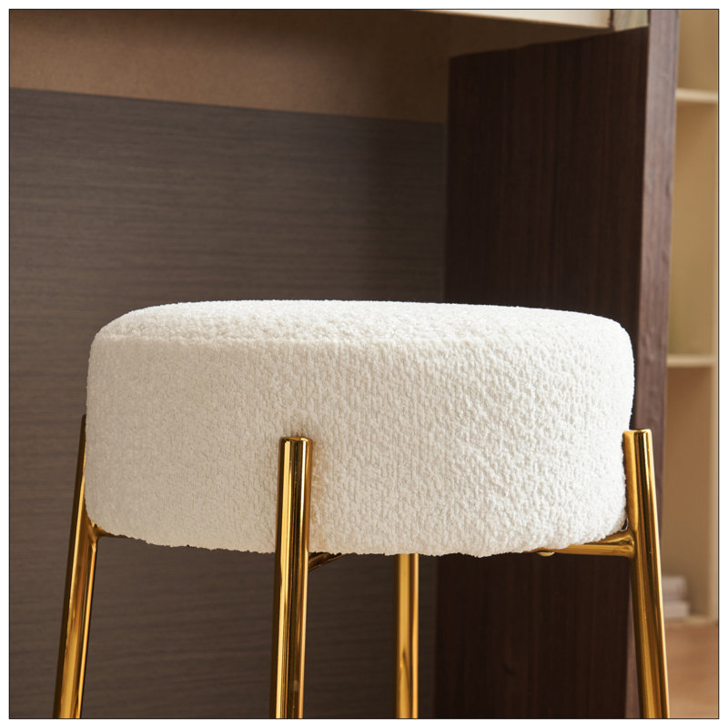 Tabourets de bar ronds, ensemble de 2 - Tabourets de salle à manger rembourrés contemporains pour cuisines, cafés et bars - comprend des pieds de support robustes