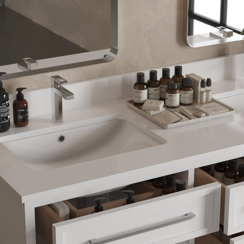 Meuble-lavabo double 63 po Korhonen, Blanc