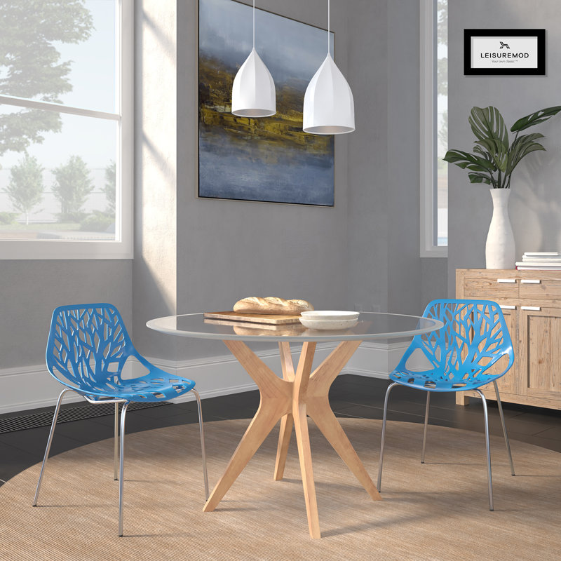 Stackable Dining Side Chairs with Floral Cutout Back and Stainless Steel Legs – Modern Kitchen, Restaurant, or Banquet Seating