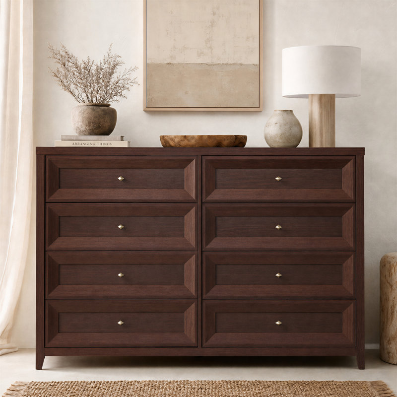 Acero 8 Drawers Dresser, Mahogany Brown