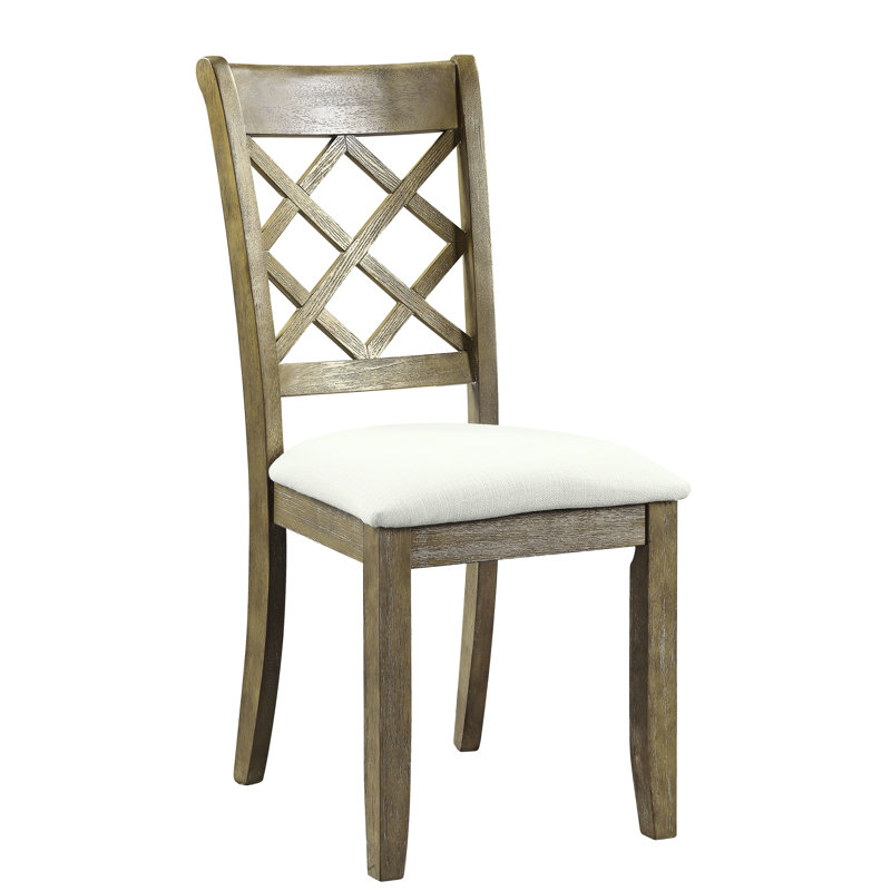 Chaise d'appoint à finition chêne avec 2 boutons, bois synthétique, assise de 19 po, 2 pièces, chaises rustiques revêtues de lin beige, hauteur du produit composite: 39 po
