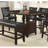 Faux Marble Counter Height Dining Table With Brown Top And Shelf Storage, Modern Construction Rectangular Storage