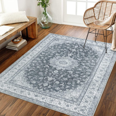 Floral Machine Printed Area Rug