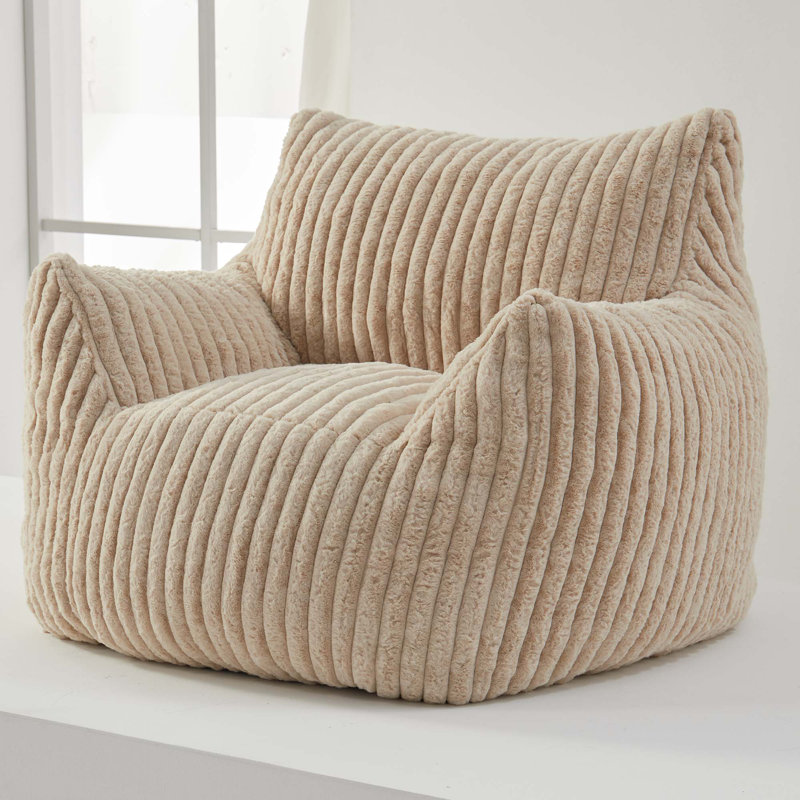 Fauteuil à billes surdimensionné en fausse fourrure avec rembourrage en mousse, canapé moderne pour chambre à coucher, salon et bureau