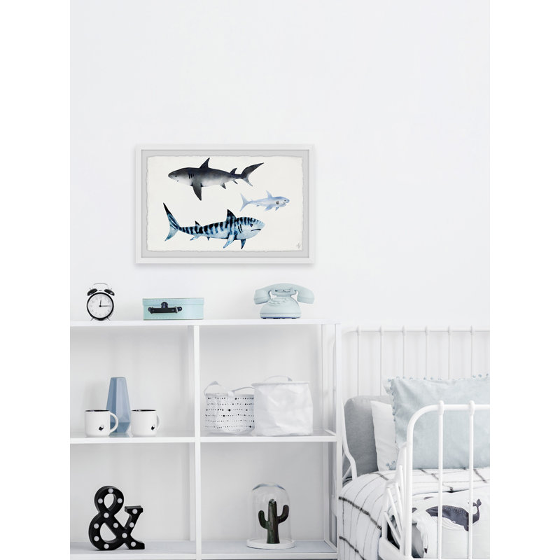 Cintron 'The Sharks' Framed Print, 8" H x 12" W x 1.5" D