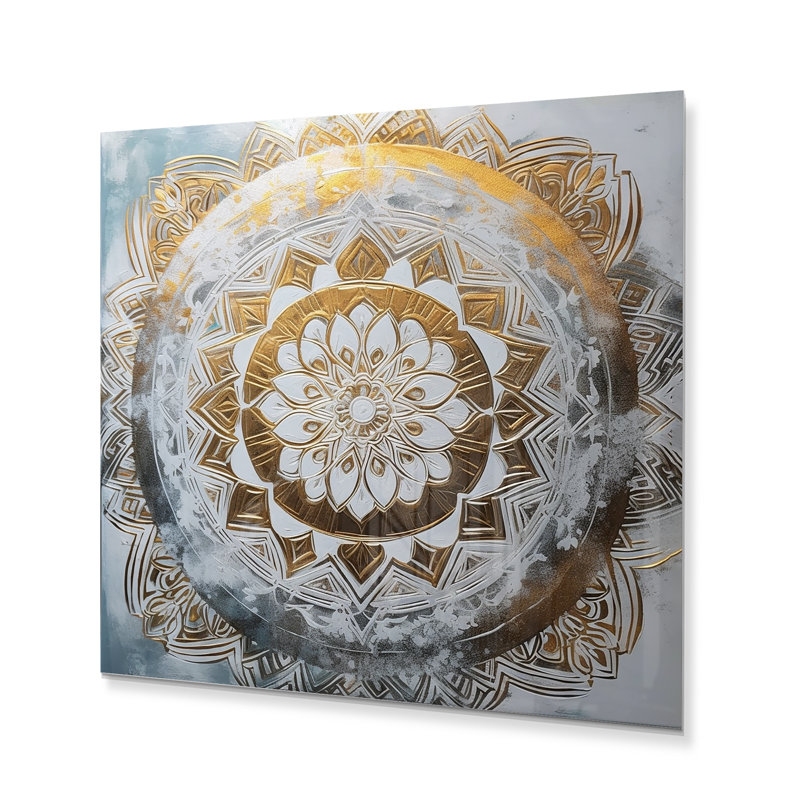 Kertina Kertina - Mandala blanc et or VII, H 16 po x l 16 po x P 1 po