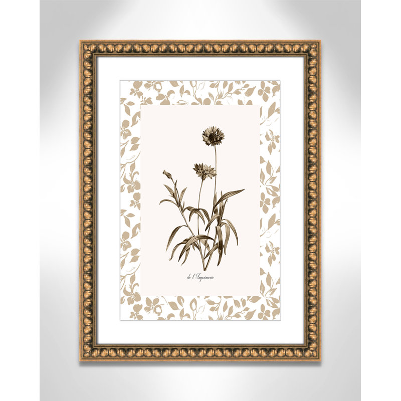 «Neutral Imperial I Print» par Kelly Donovan, 18'' W x 24'' H, Matted Print, Gold Leaf Beads