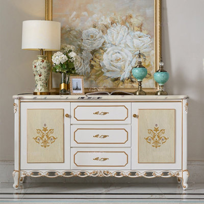 European-style retro natural marble sideboard