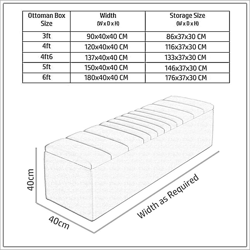 Large Striped Wide Rectangle Solid Color Standard Ottoman Storage Box, Naples Upholstered Deep Storage End of Bed Bench