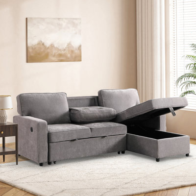 Canapé-lit modulaire Upholstery avec rangement, port USB et porte-gobelets