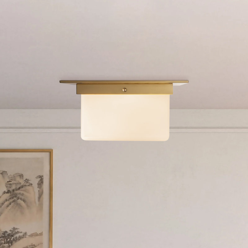 Mineral 11-in Brass Flush Mount, Opal Glass, Brass
