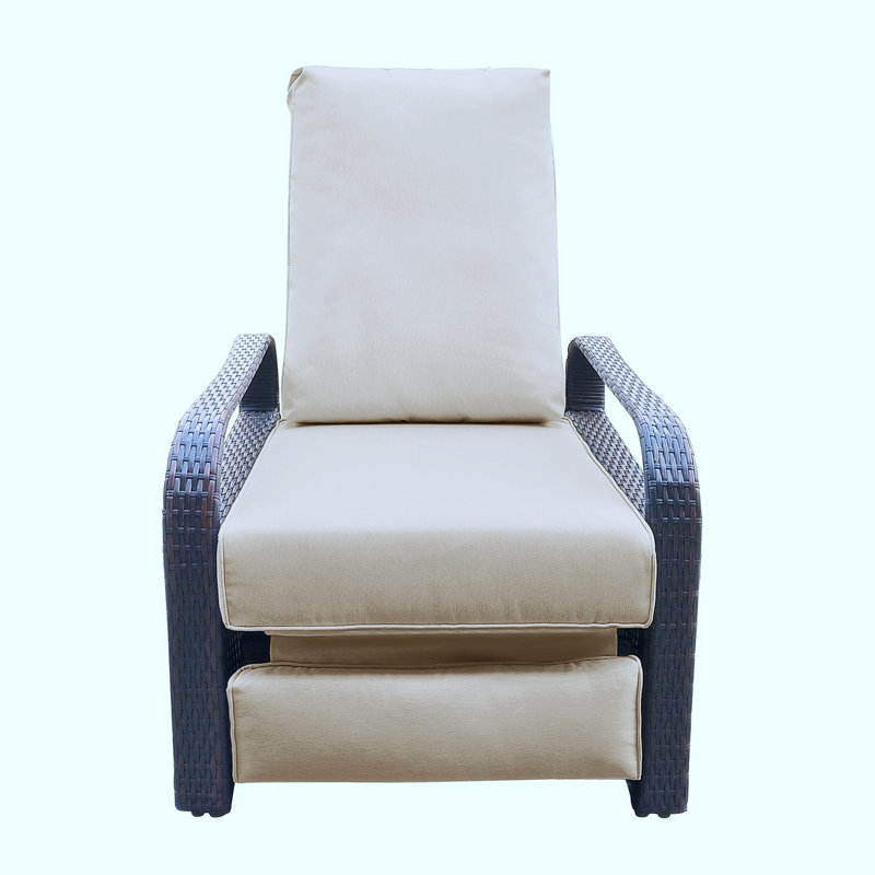 Luecke Outdoor Lounge Chair, Khaki, Black