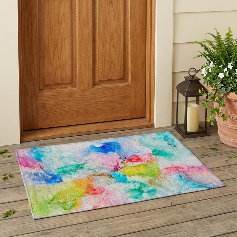 Tapis extérieur lavable antidérapant bleu 2 pi x 3 pi