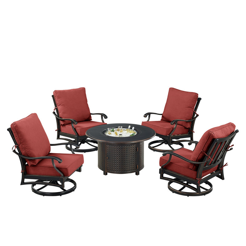 Javyon Outdoor 6 - Piece Conversation Set, Red