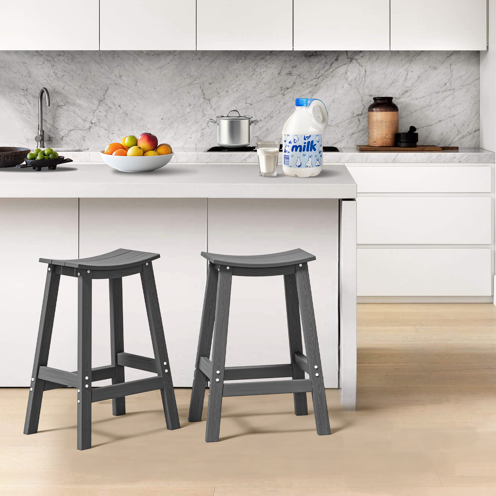 Winston Porter Wood-Look HDPE Bar Stool | Wayfair