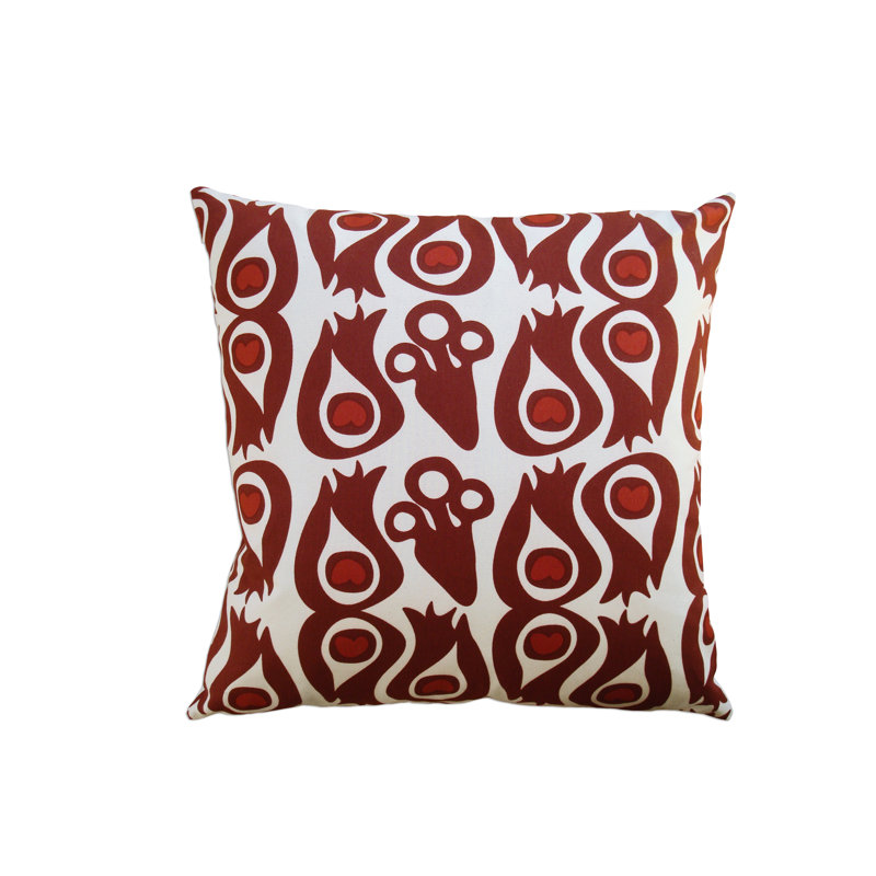 Coussin décoratif en coton imprimé à la main, H 20 po x l 22 po