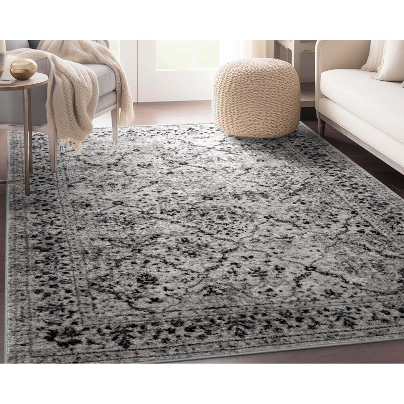  Tapis gris à motif floral rétro Zazzle Argos, Rectangle 3 pi 11 po x 5 pi 3 po
