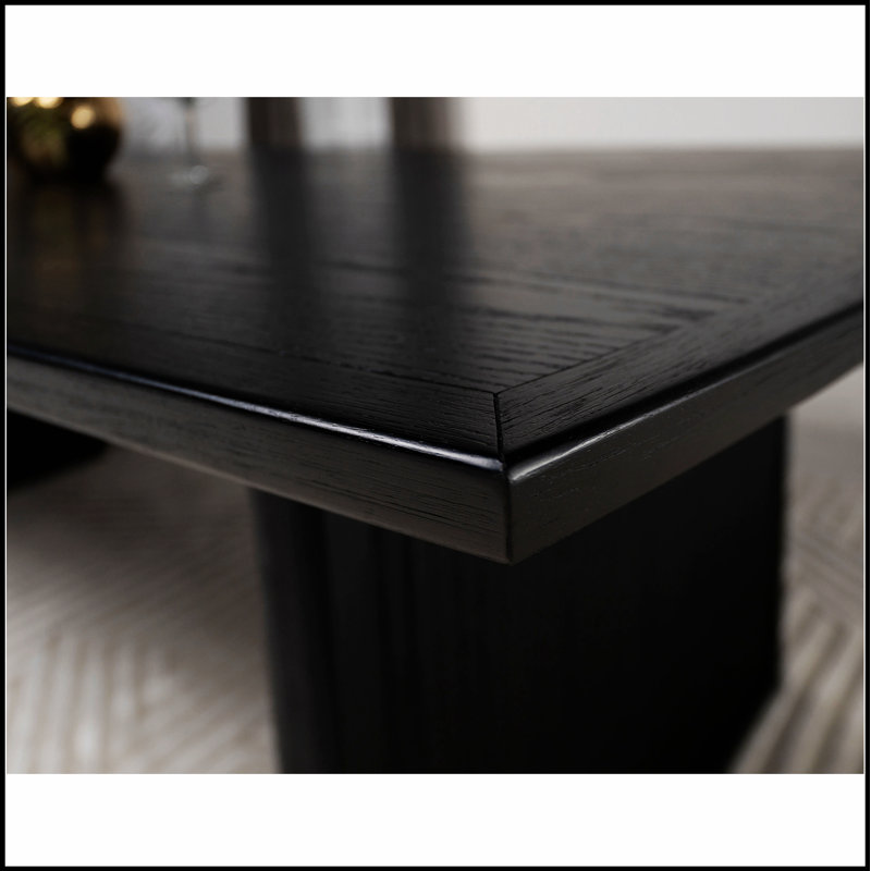 Mason Black Contemporary Dining Table with Removable Extension Leaf for Versatile Use and Modern Elegance