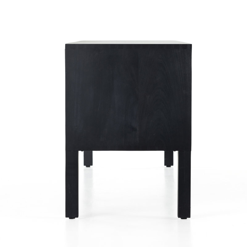 Isador Solid Wood Media Console, Black Wash Poplar