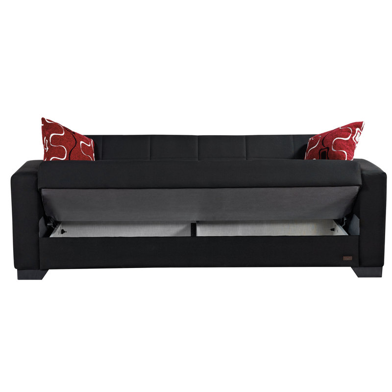 Advika Twin 82'' Upholstered Convertible Sofa, Black