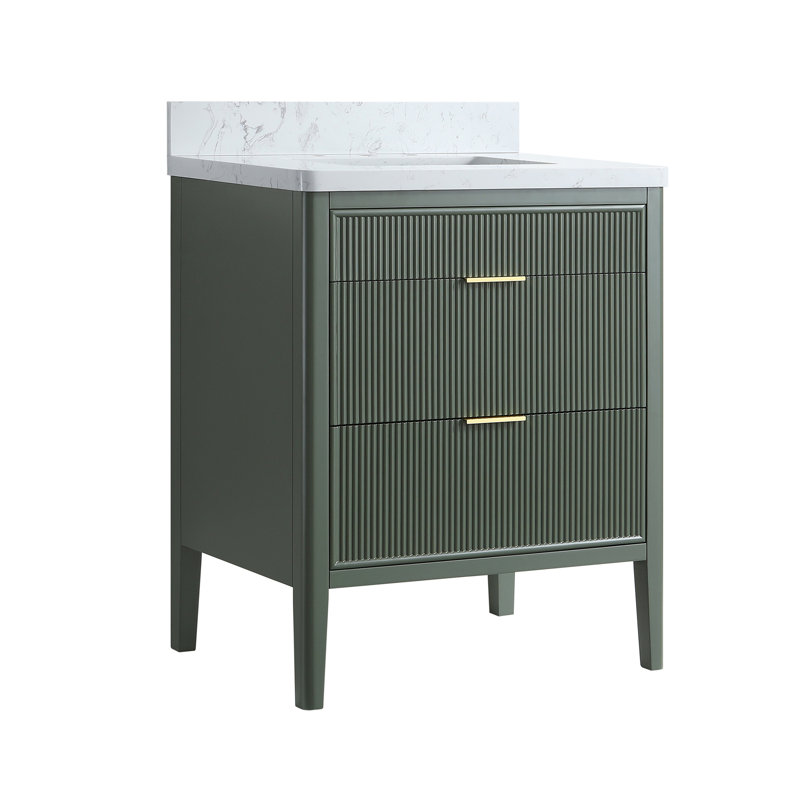 Meuble-lavabo autoportant à simple cuve, Vert, 30"